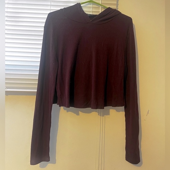 Knit ribbed cropped fit hoodie/ pullover Forever 21 - Picture 1 of 6
